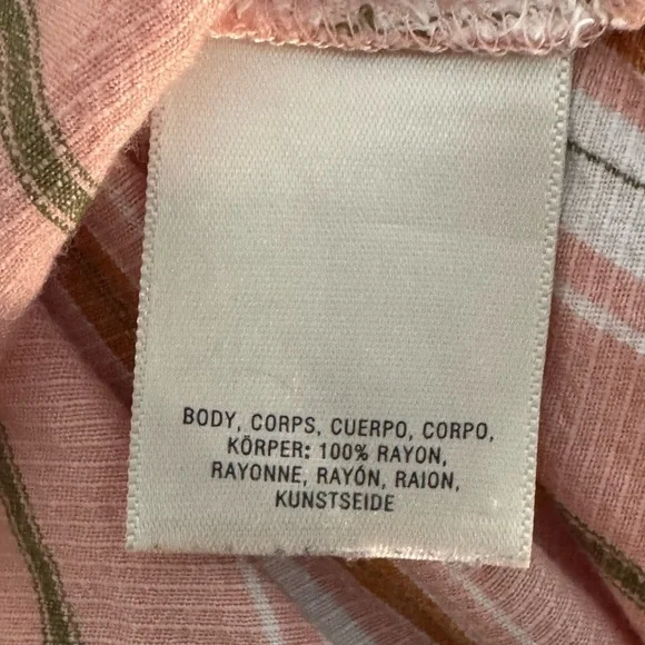 Anthropologie Maeve Byron Striped Balloon Sleeve Boho Top Pink Rose Women Med - Picture 4 of 9